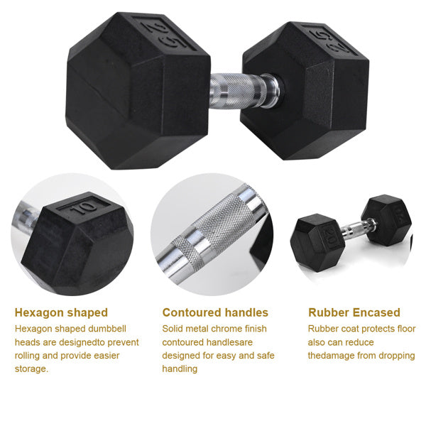 20LB 2 HDRS Rubber Coated Dumbbells